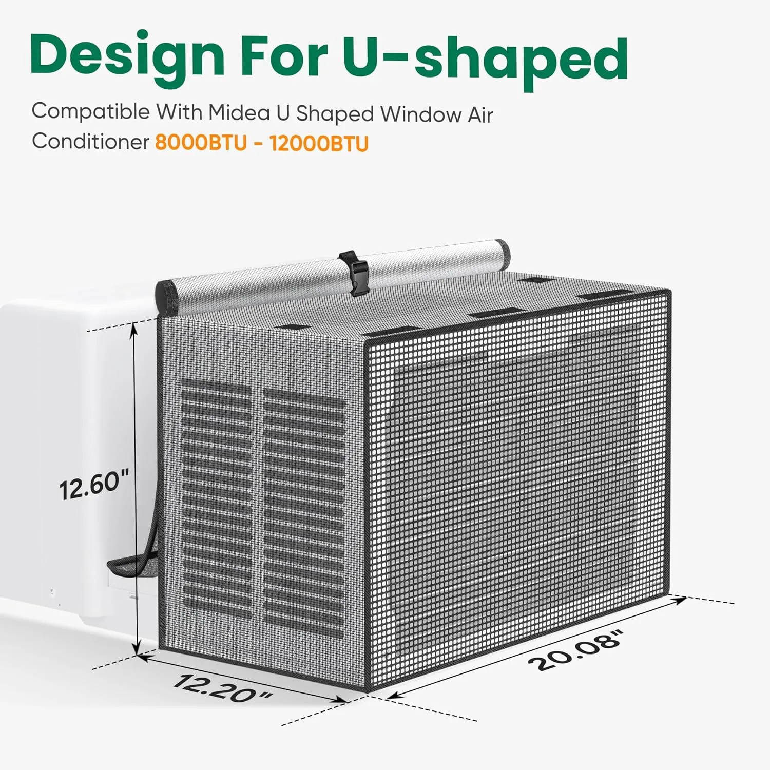 Window Air Conditioner Covers Outside: Mesh Cover for U-Shaped Air Conditioner 8000BTU-12000BTU, Anti-Leaf, Dustproof, Windproof, Waterproof, Outside Window AC Protection Cover, Black