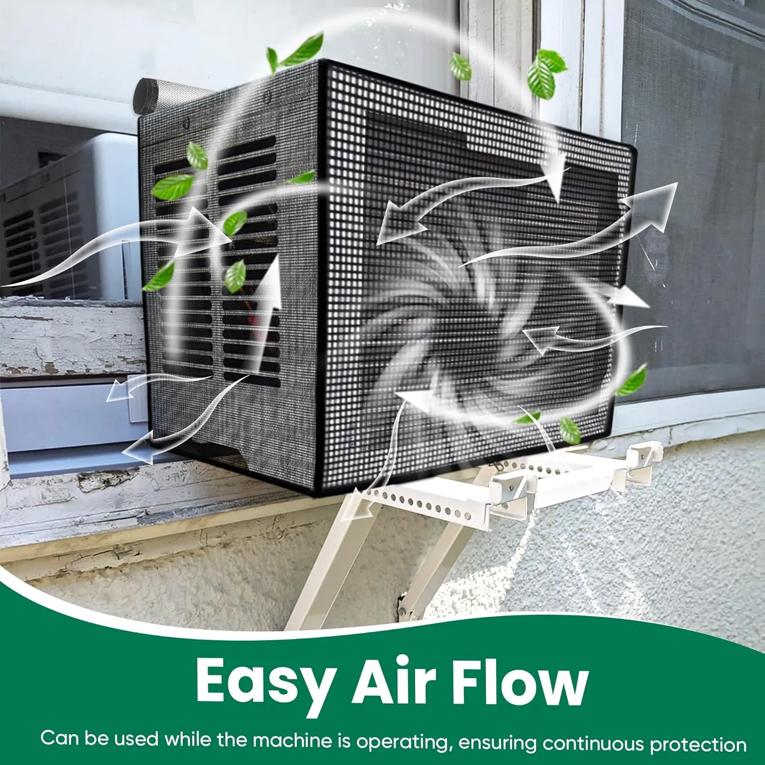 Window Air Conditioner Covers Outside: Mesh Cover for U-Shaped Air Conditioner 8000BTU-12000BTU, Anti-Leaf, Dustproof, Windproof, Waterproof, Outside Window AC Protection Cover, Black