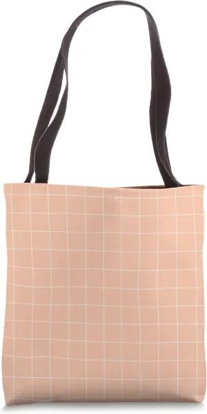 Windowpane Check Grid (white/peach) Tote Bag