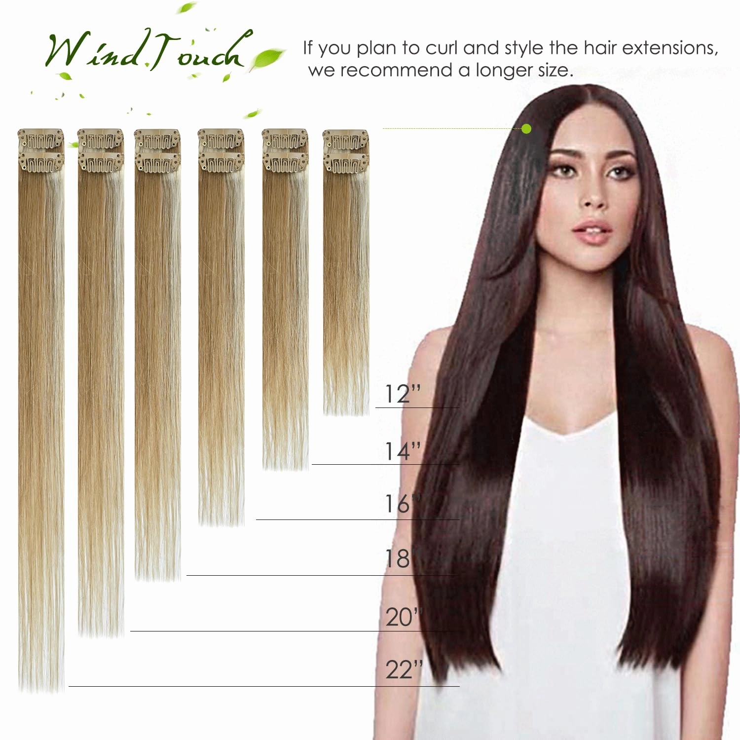 WindTouch Clip in Hair Extensions Real Human Hair Black Hair Extensions #1 Jet Black Soft Hair Extensions Clip Ins (120g 14Inch 7PCS) Straight Clip In Hair Extensions Black Women