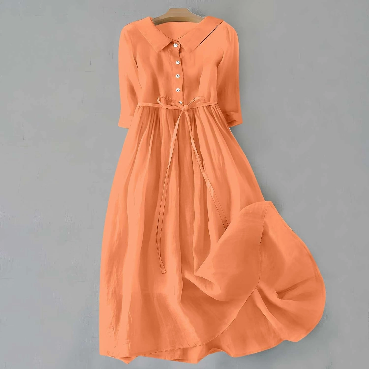 Women's Cotton Linen Casual Dresses 2024 Boho Flowy Dress Flowy Summer Midi Dresses Dressy Ladies Trendy Clothing