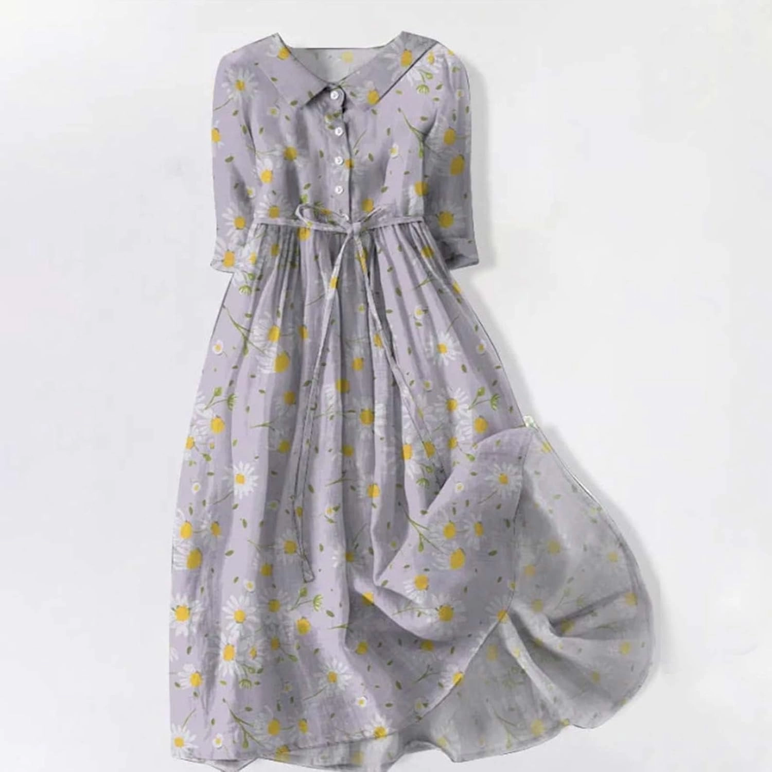 Women's Cotton Linen Casual Dresses 2024 Boho Flowy Dress Flowy Summer Midi Dresses Dressy Ladies Trendy Clothing