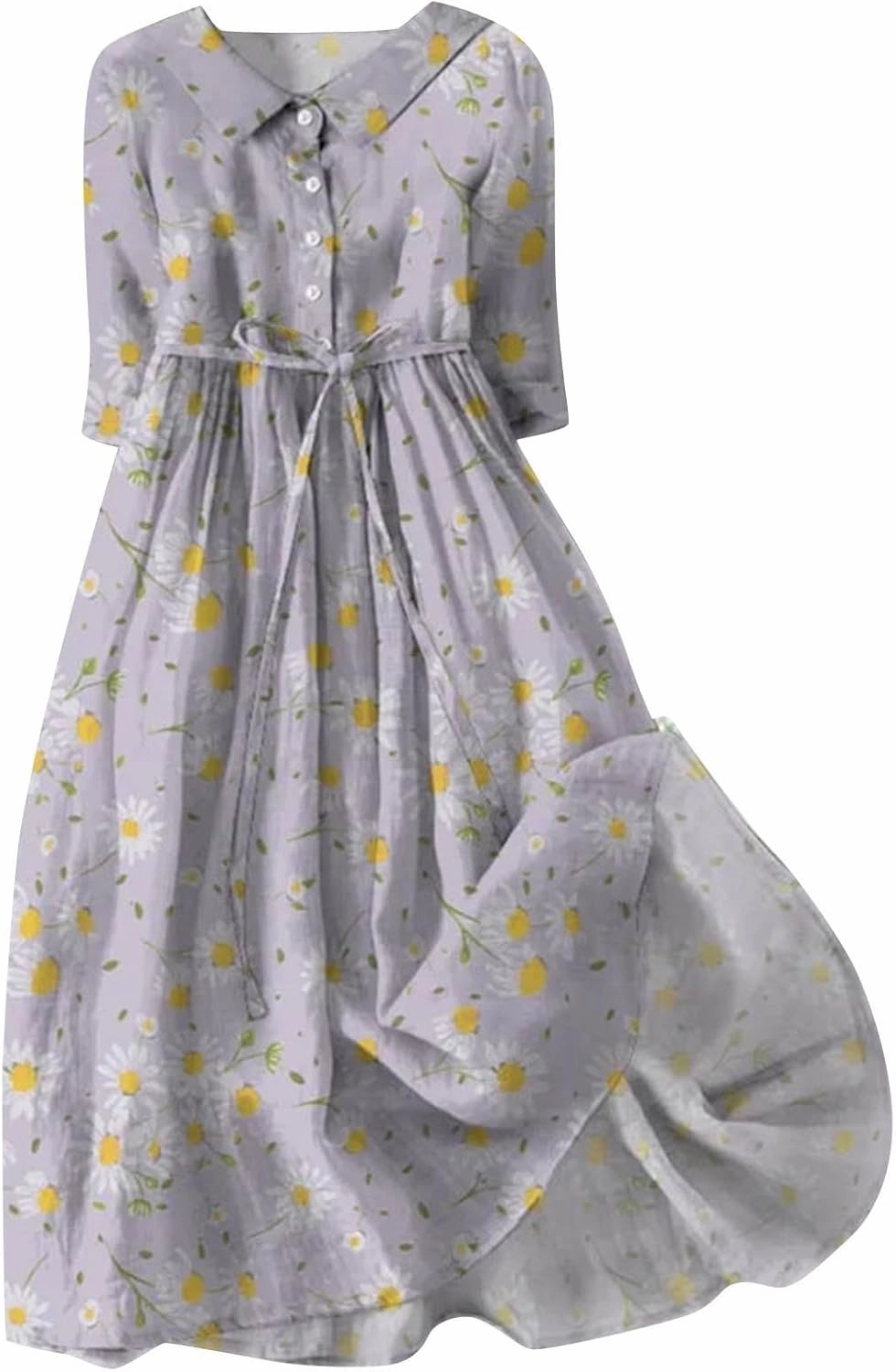 Women's Cotton Linen Casual Dresses 2024 Boho Flowy Dress Flowy Summer Midi Dresses Dressy Ladies Trendy Clothing