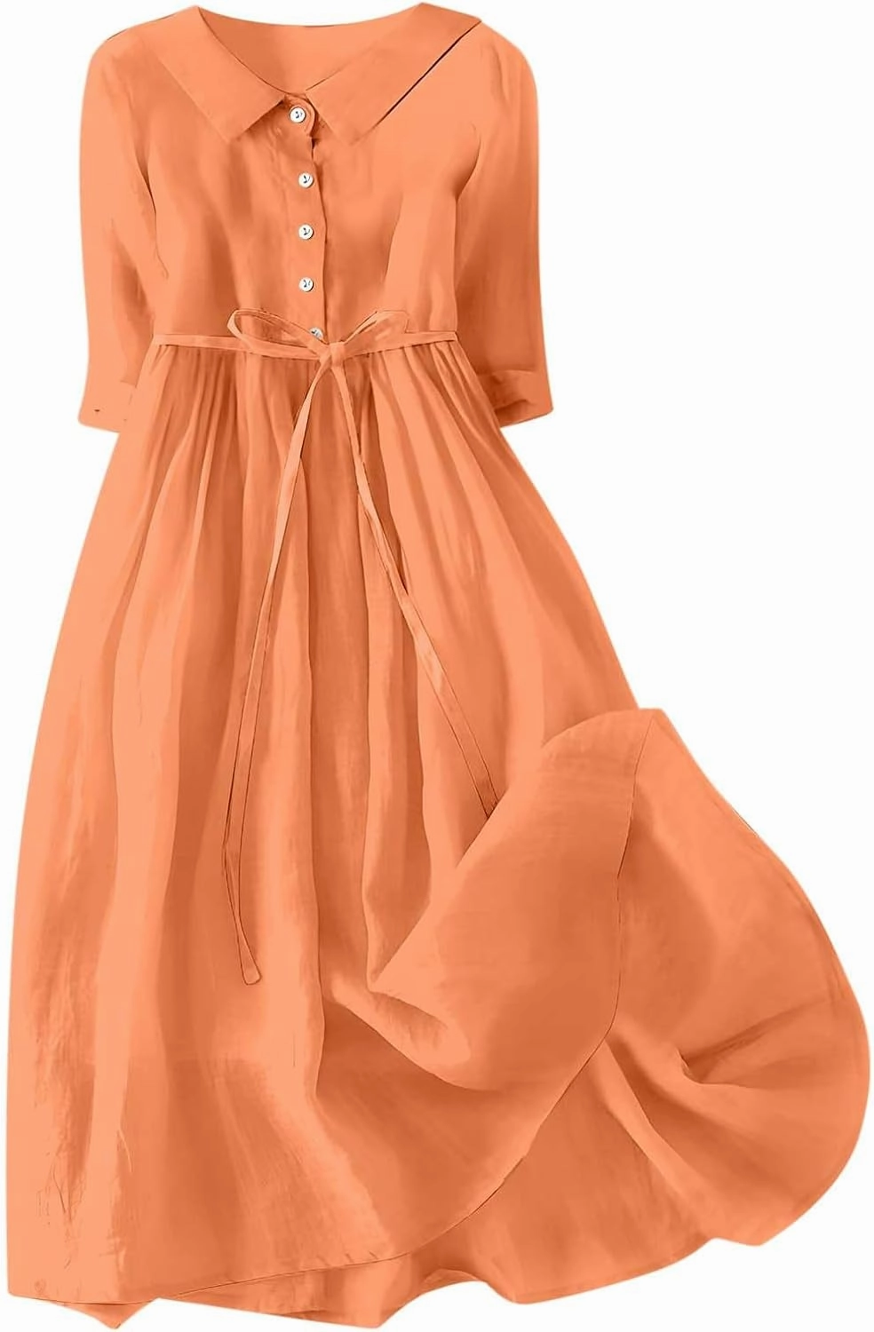 Women's Cotton Linen Casual Dresses 2024 Boho Flowy Dress Flowy Summer Midi Dresses Dressy Ladies Trendy Clothing