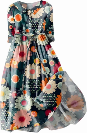 Women's Cotton Linen Casual Dresses 2024 Boho Flowy Dress Flowy Summer Midi Dresses Dressy Ladies Trendy Clothing