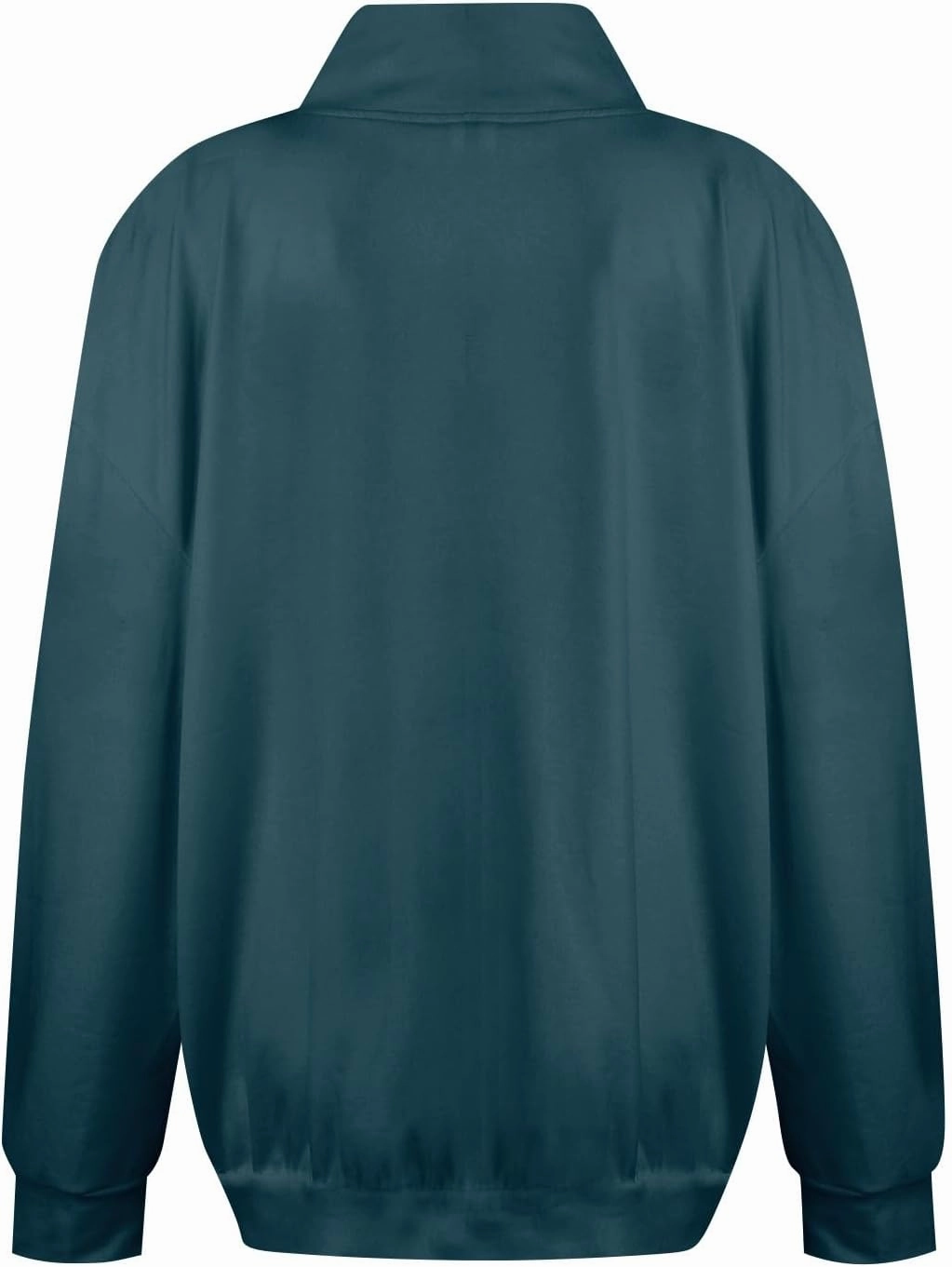 Women's French Terry Sweatshirt Fashion Solid Color Long Sleeve Loose Slit Half Turtleneck Sweatshirt Top, S-3XL