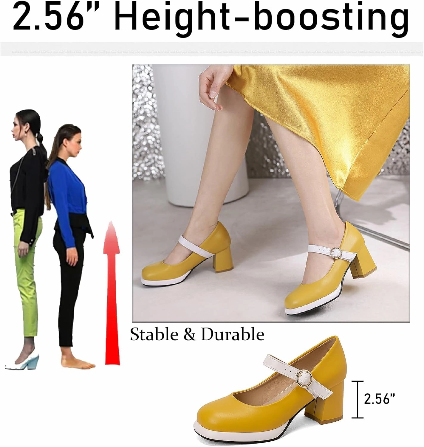 Women's Leather Platform Mary Janes Pumps with Adjust Buckle Strap Retro Comfortable Round Toe Stack Chunky Heels Dress Shoes for Party Prom Date Uniform Shoes