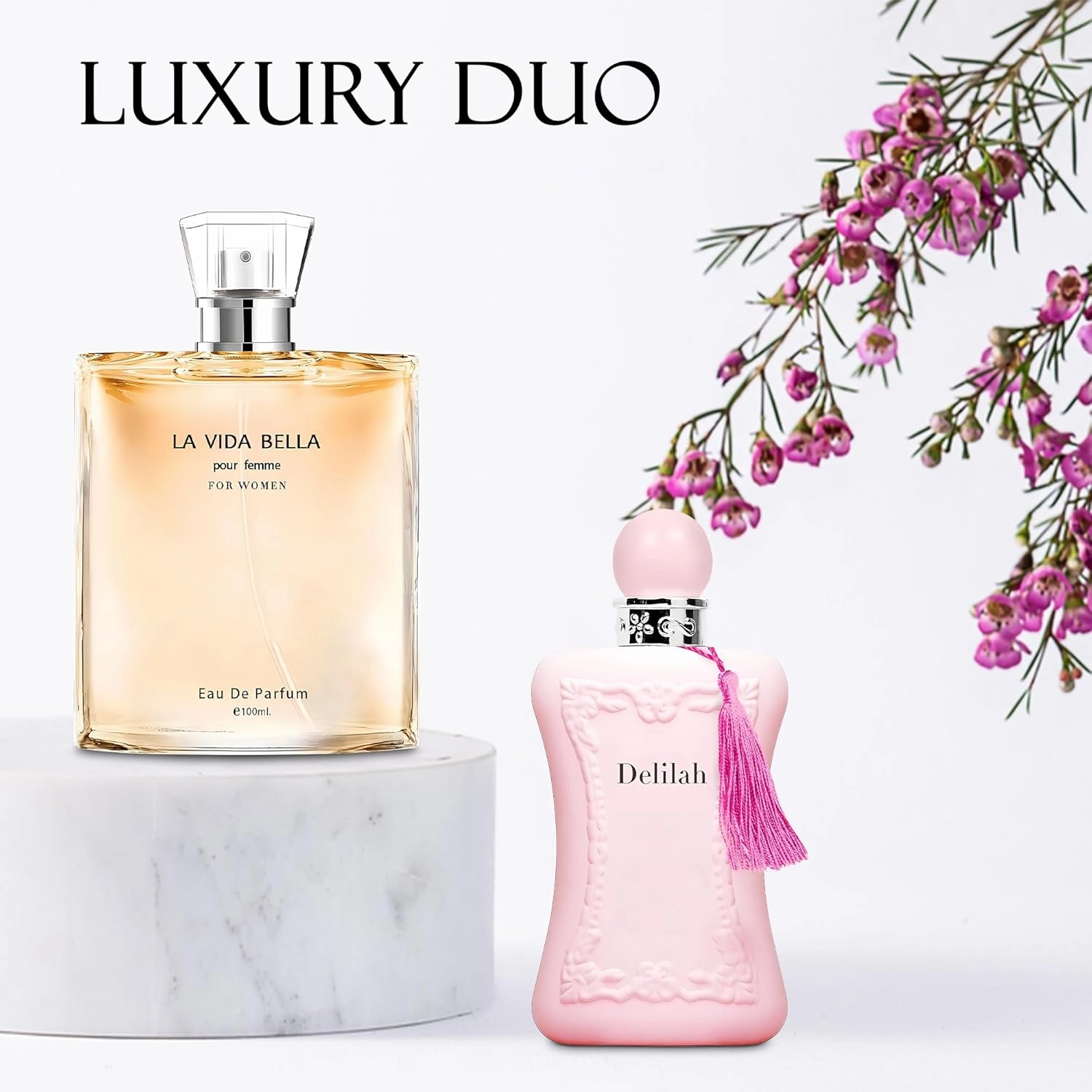 Women's Perfume La Vida Bella& Delilah Combo Set Eau De Parfum Long Lasting Fragrance 3.4 Fl Oz Spray Each for Daily Used