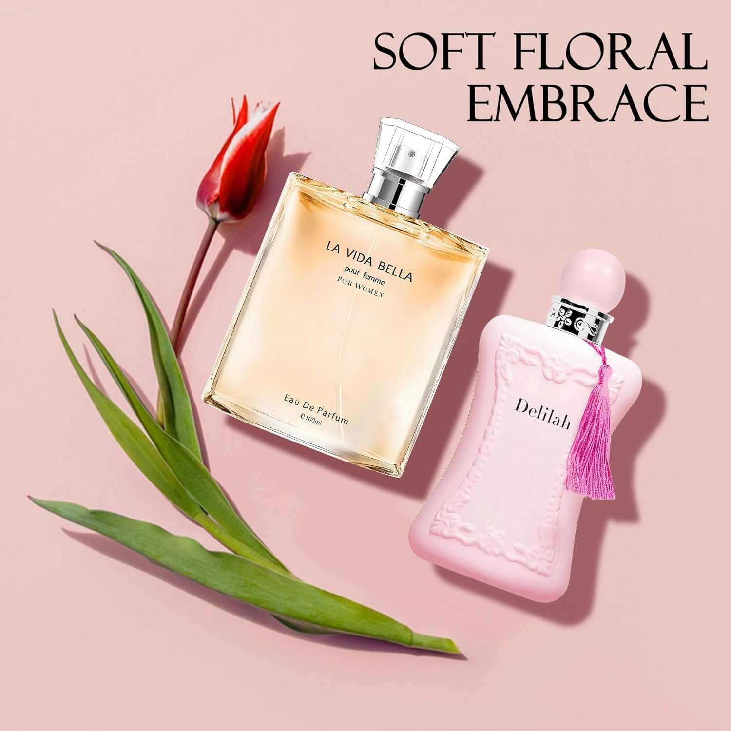 Women's Perfume La Vida Bella& Delilah Combo Set Eau De Parfum Long Lasting Fragrance 3.4 Fl Oz Spray Each for Daily Used
