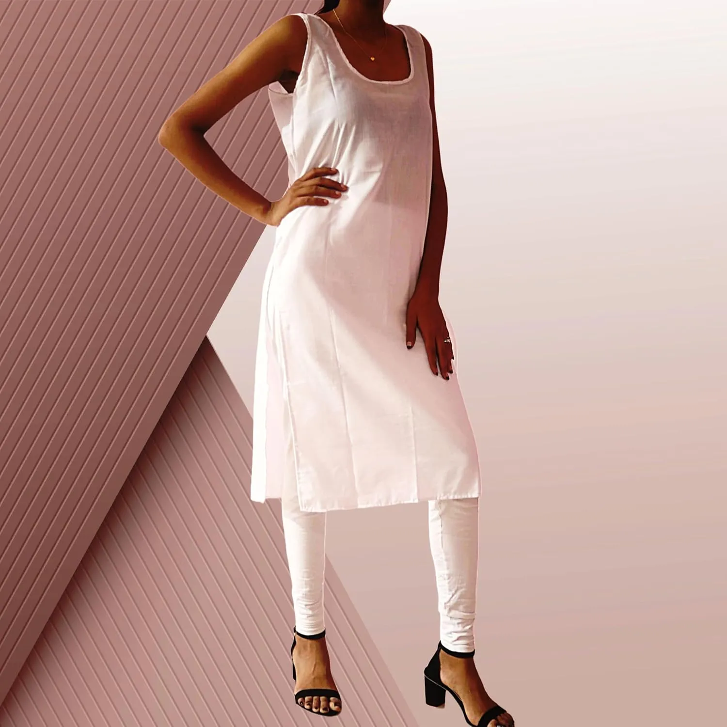 Women's Long Cotton Camisole Slip for Sheer Dress