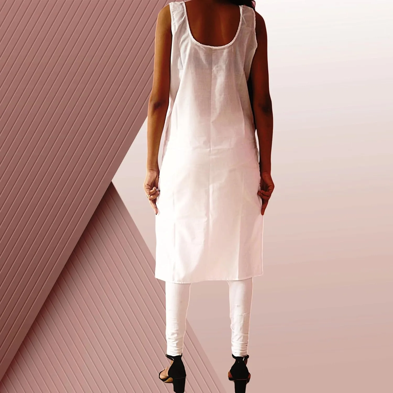 Women's Long Cotton Camisole Slip for Sheer Dress