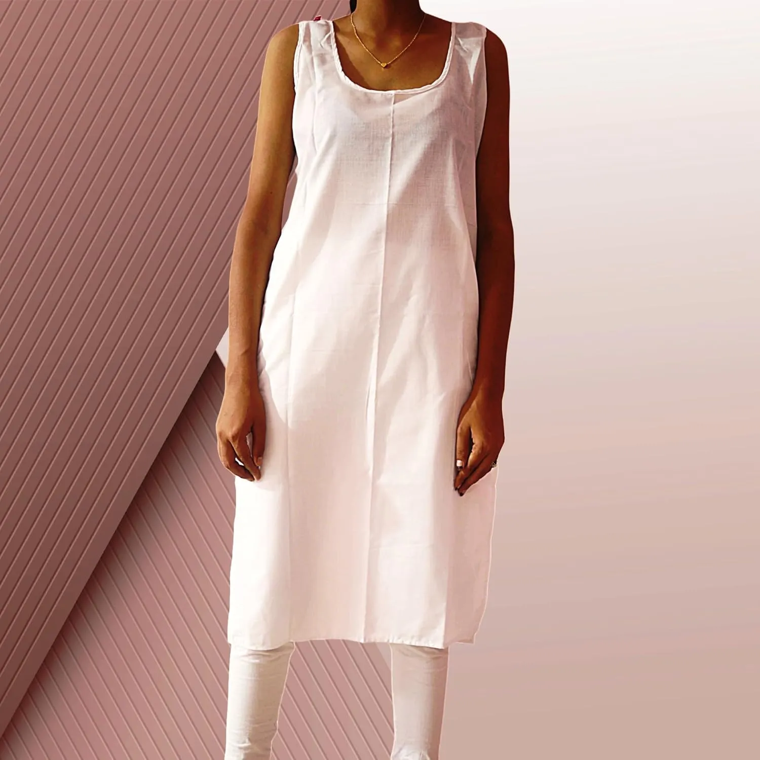 Women's Long Cotton Camisole Slip for Sheer Dress