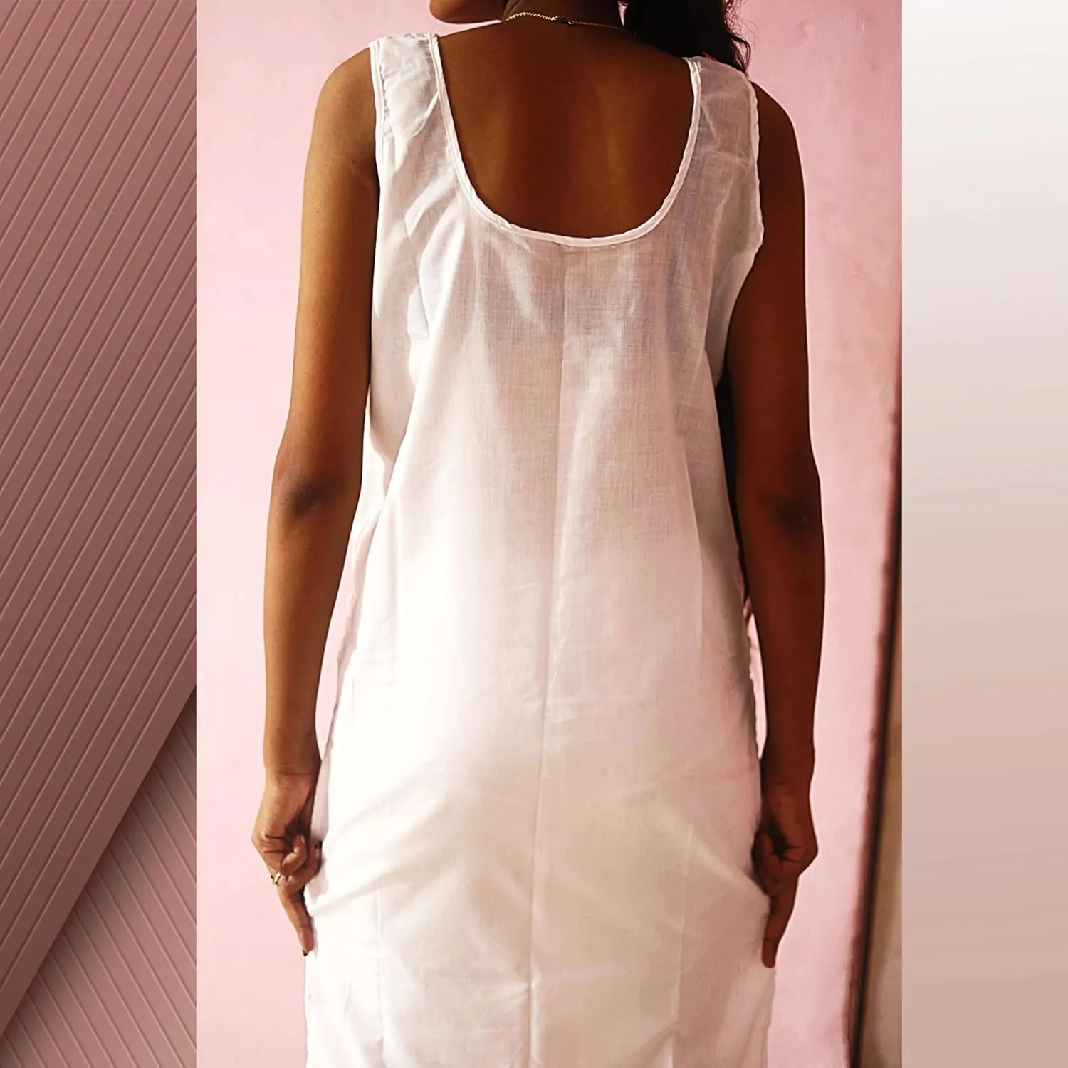Women's Long Cotton Camisole Slip for Sheer Dress