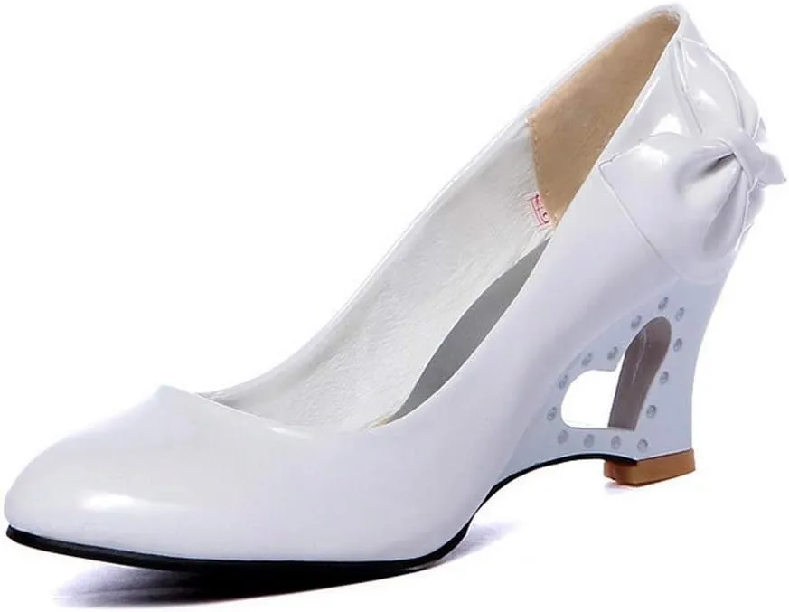 Women's Peach Heart Hollow Out Wedges High Heel Shoes Work Shoes