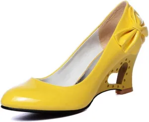 Women's Peach Heart Hollow Out Wedges High Heel Shoes Work Shoes