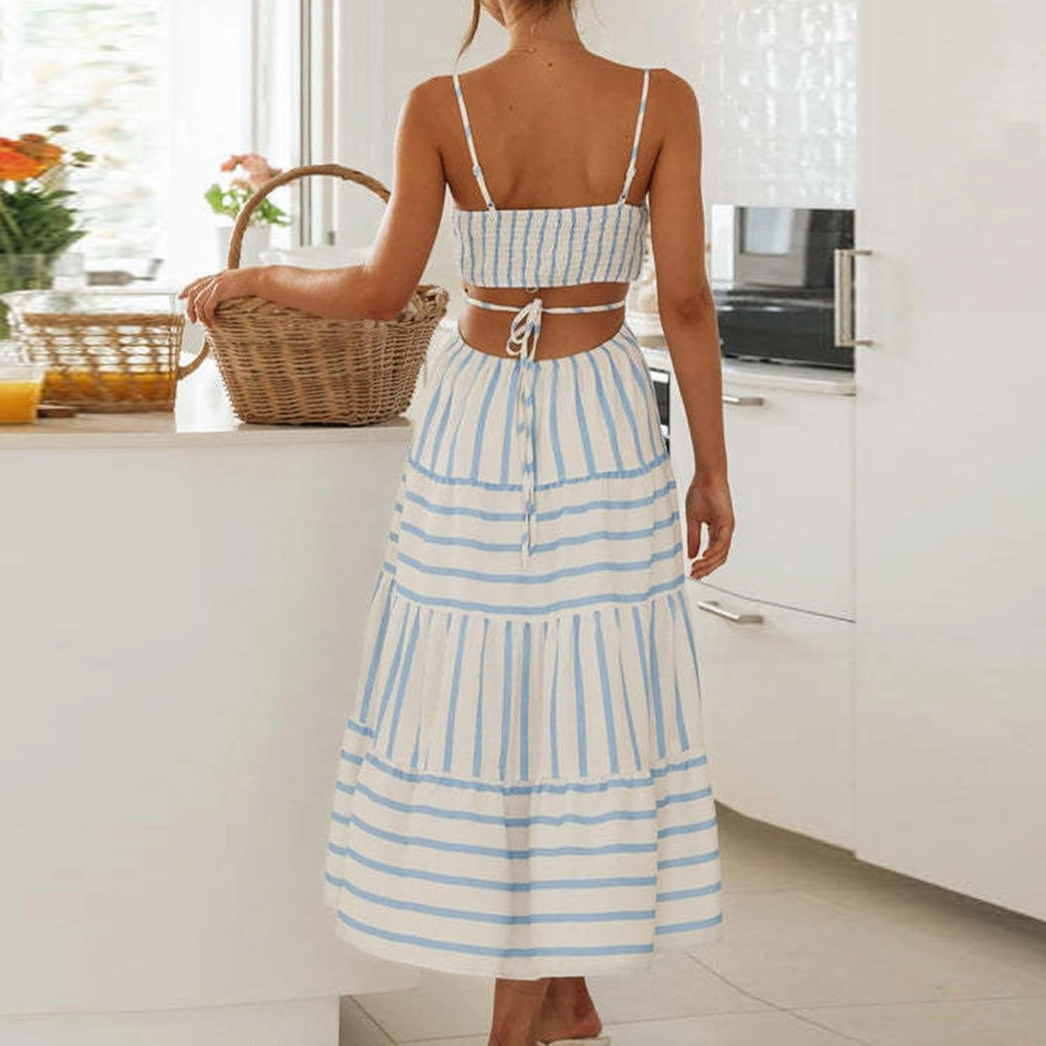 Womens Pleated Flowy Long Dress Belted A-Line Dress Summer Vacation Beach Long Dress Wedding Gueste Party Dresses