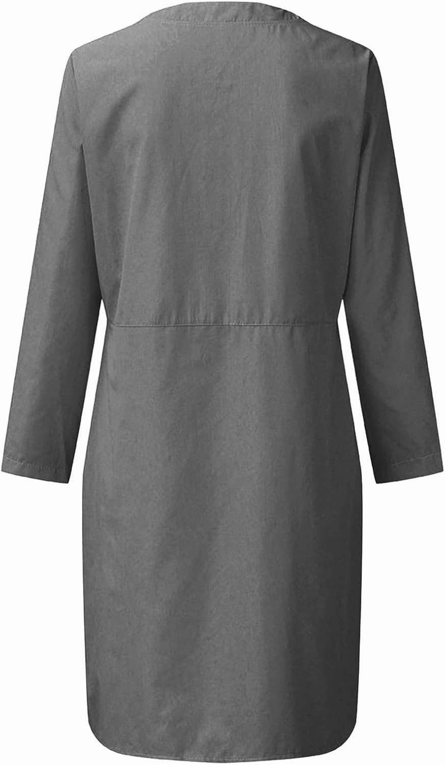 Womens Summer Dresses Plus Size Casual Cotton Linen Long Sleeve Mini Sundress Button Loose Fit Dress with Pockets