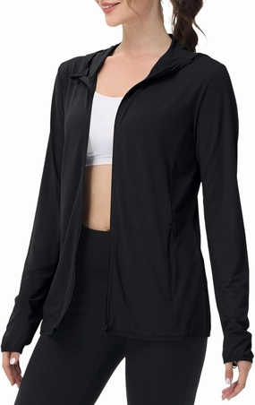 Womens UPF 50  Sun Protection Hoodie Long Sleeve Zip Up SPF UV Shirt Fishing Hiking Outdoor Summer Lightweight Jacket