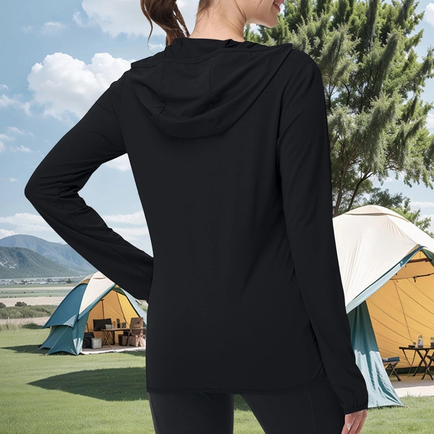 Womens UPF 50  Sun Protection Hoodie Long Sleeve Zip Up SPF UV Shirt Fishing Hiking Outdoor Summer Lightweight Jacket