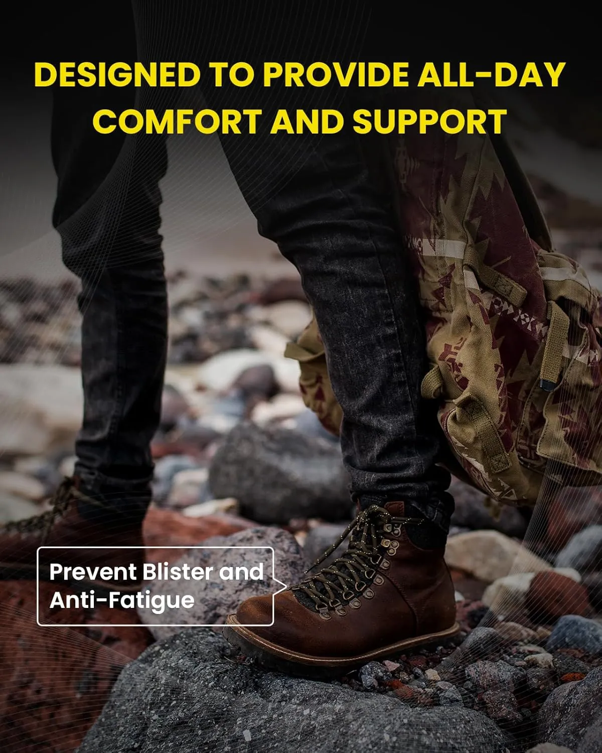 Work Boot Insoles for All Day - Welnove Arch Support Inserts for Men & Women, Orthotic Shoe Inserts for Plantar Fasciitis Relief, Flat Feet & Heel Pain (4-5 Men / 6-7 Women), FSA/HSA Eligible