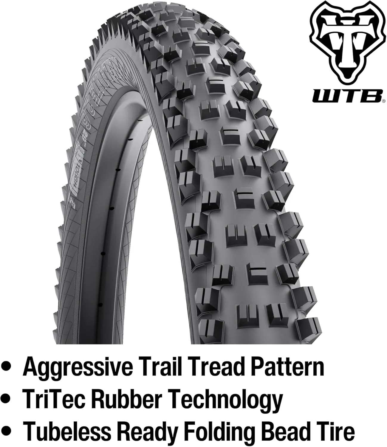 WTB Vigilante Mountain Bike Front Tire, Tubeless Ready Folding Bead, High Grip, Aggressive Trail & Enduro, TriTec Compound, Available with SG1 or SG2 Puncture Protection, Maximum Grip & Control