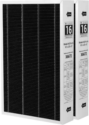 X6672 16x25x5 MERV 16 Filter Compatible with Lennox X6672 Healthy Climate Carbon Clean, Part Number HCF16-16, Size: 15.79 x 24.69 x 4.33 In（2Pack）