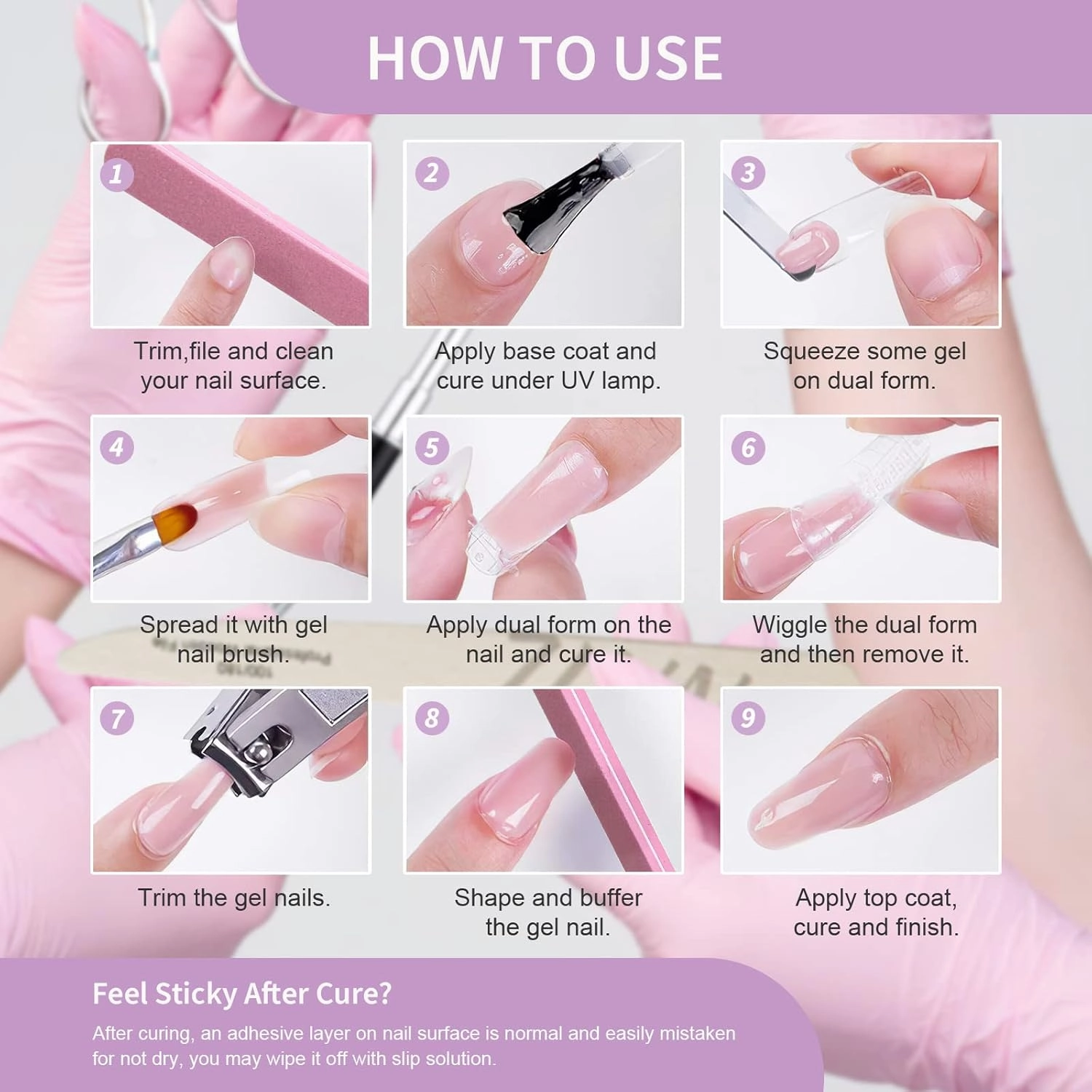 X&D Gel Nail Polish Kit Polygel Quick Dry Natural Clear 5 Colors Nail Extension with Dual Forms, Brush, File Set