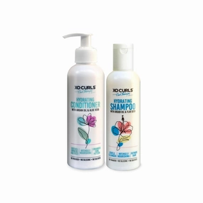 XO Curls 2 Pcs Curl Therapy Range 8 Fl Oz | Hydrating Conditioner & Hydrating Shampoo Combo | Frizz-Free | Soft Natural Curls | Argan Oil | Unisex Adult