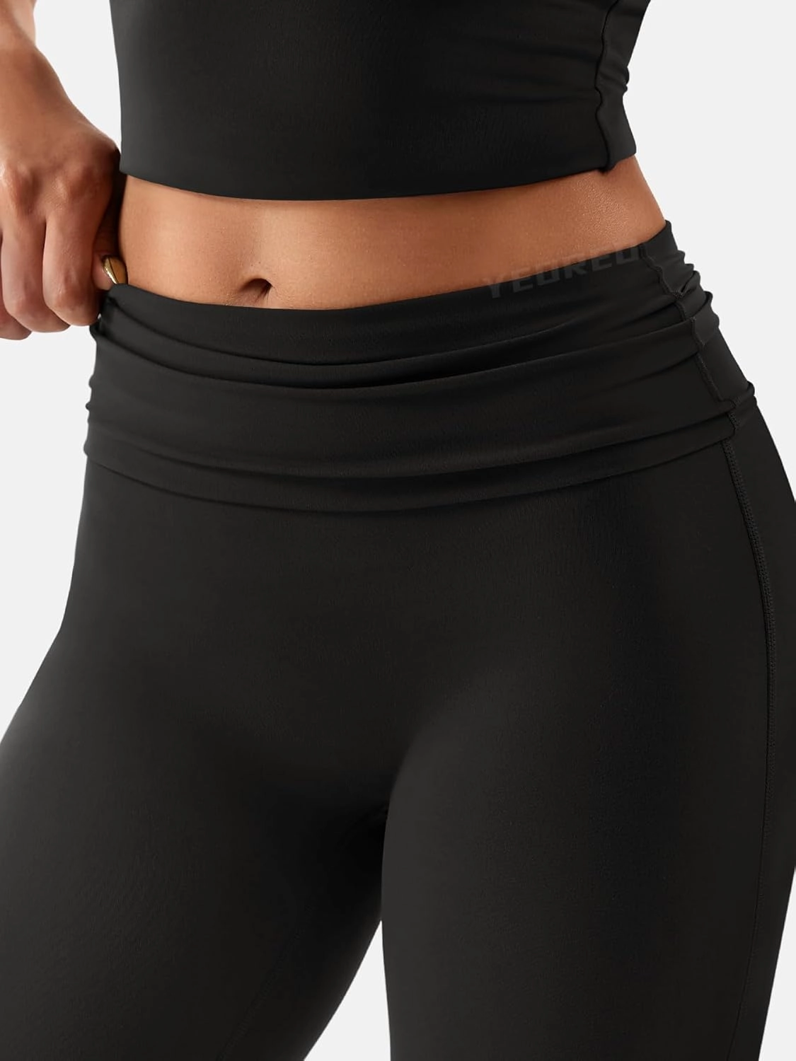 YEOREO Romola Women Yoga Pants Flare Leggings with Tummy Control High Waist Fold Over Bootcut Wide Legs Workout Legging