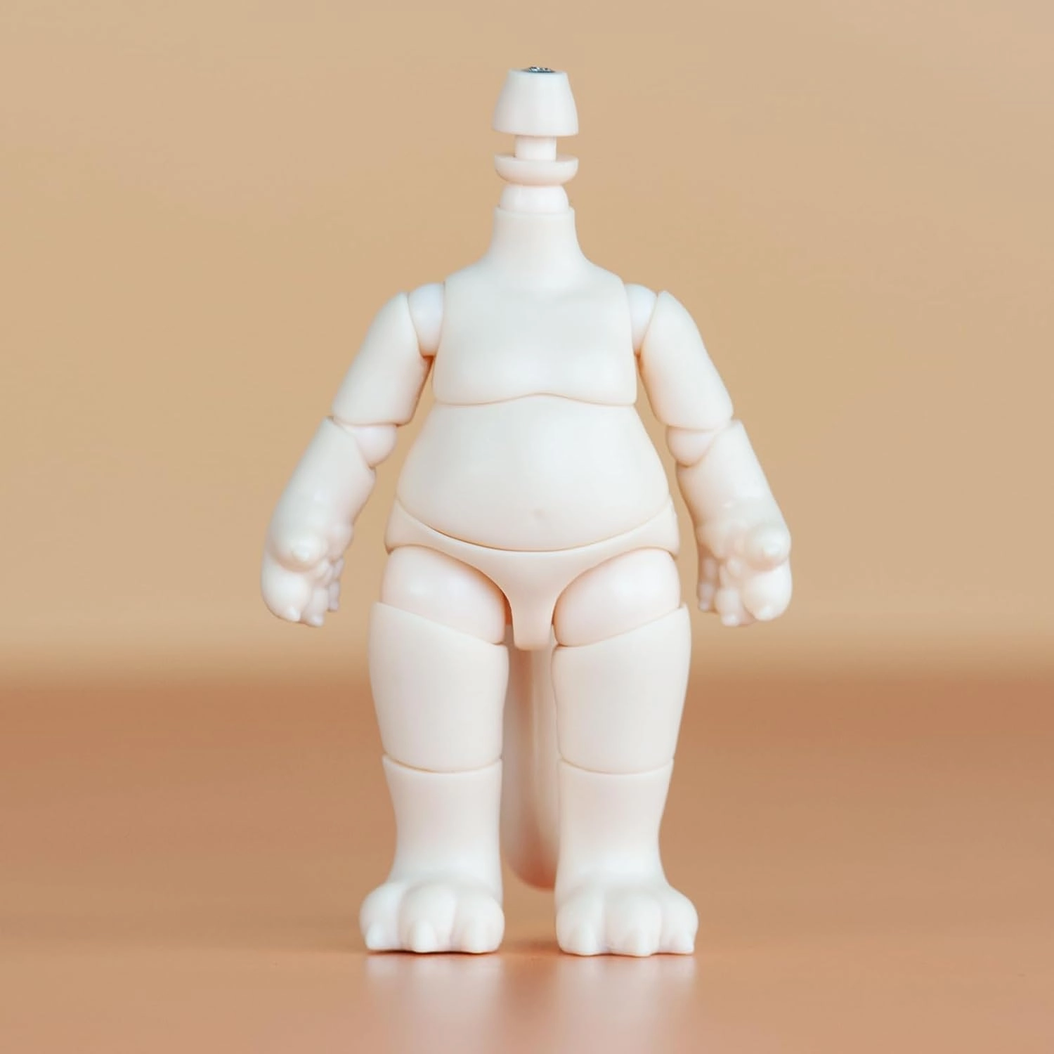 YMY Pear Shaped Doll Body with Animal Tail Mini 1/12 Scale Cute Fat Action Figure Suitable for YMY 1/12 1/8 BJD GSC Doll（Honey Peach）