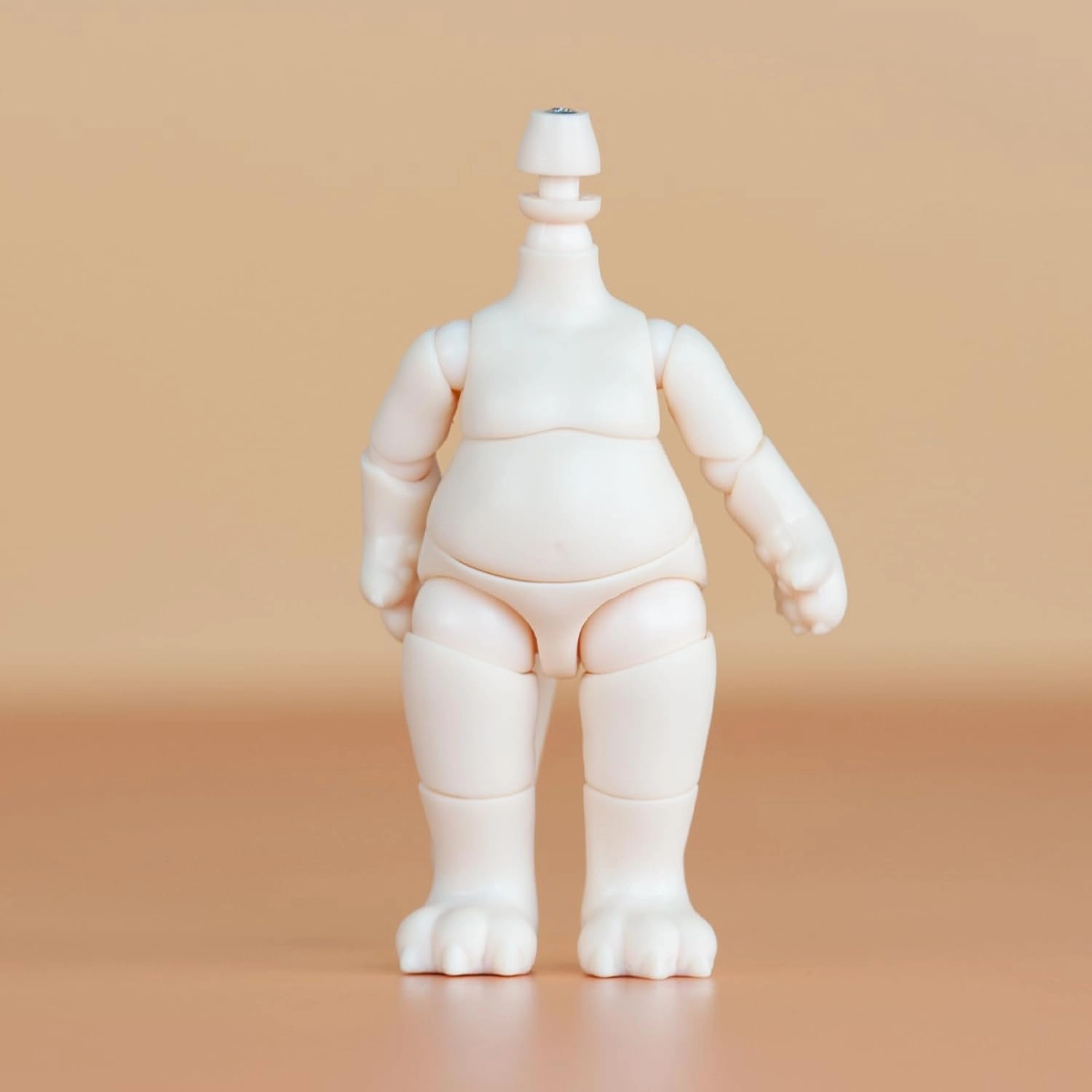 YMY Pear Shaped Doll Body with Animal Tail Mini 1/12 Scale Cute Fat Action Figure Suitable for YMY 1/12 1/8 BJD GSC Doll（Honey Peach）