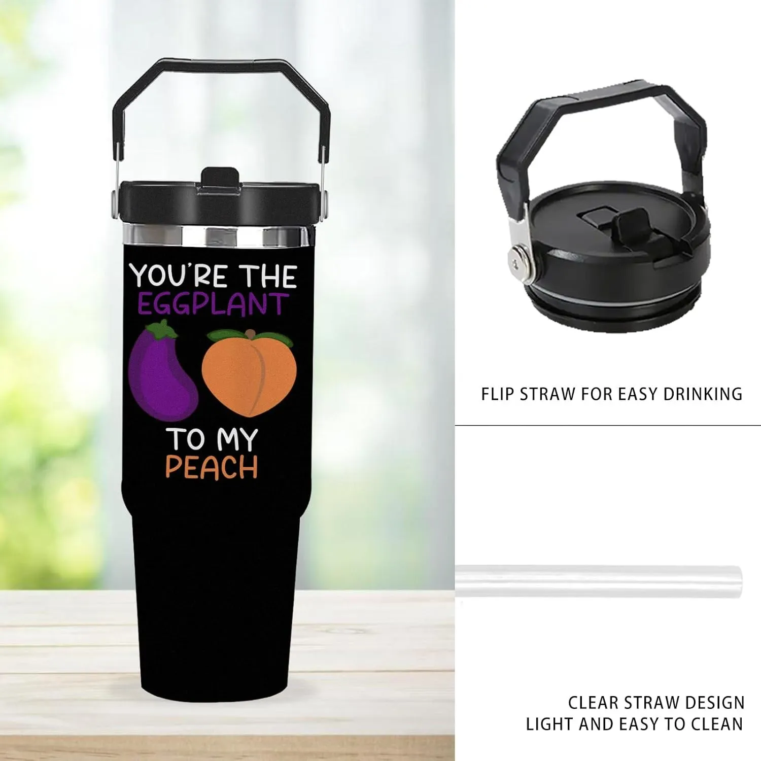 You're The Eggplant To My Peach Tumbler 30 oz Tumbler with Lid and Straw Insulated Tumblers Stainless Steel Tumblers