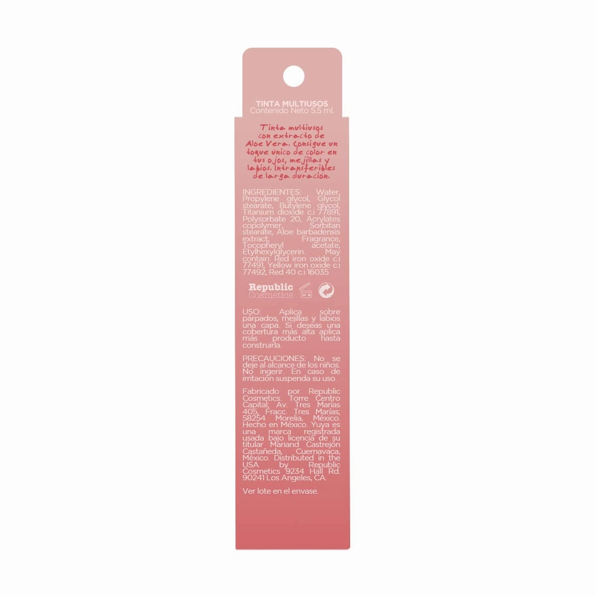 YuYa - Republic Cosmetics Párvula Lips, Cheeks and Eyes Long Lasting Tint Aloe Vera Pink - lips, cheeks & eyes - 5.5 ml