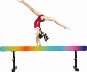 YXXSDP Adjustable Gymnastics Balance Beam, Professional Home Training Floor Beam/Gymnastics Equipment, High and Low Suede Cover Walking Beams, for School Gym Club(Rainbow,2.4m/7.9ft Long)
