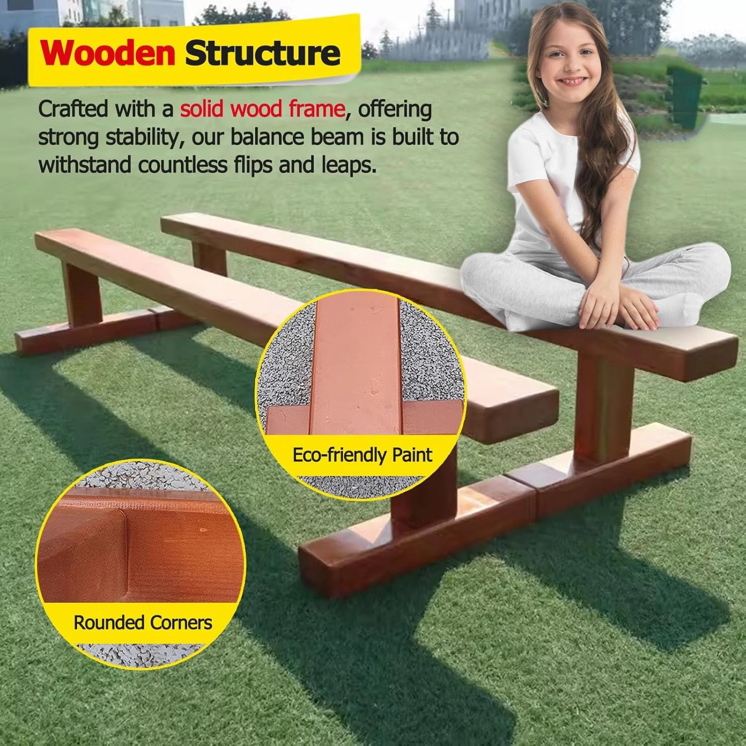 YXXSDP Home Gymnastics Equipment - Portable 30cm High Balance Beam Bar Wooden, Professional Walking Beams with Removable Base, for School/Travel/Gym Club(150x8x30cm/59.1x3.1x11.8inch)