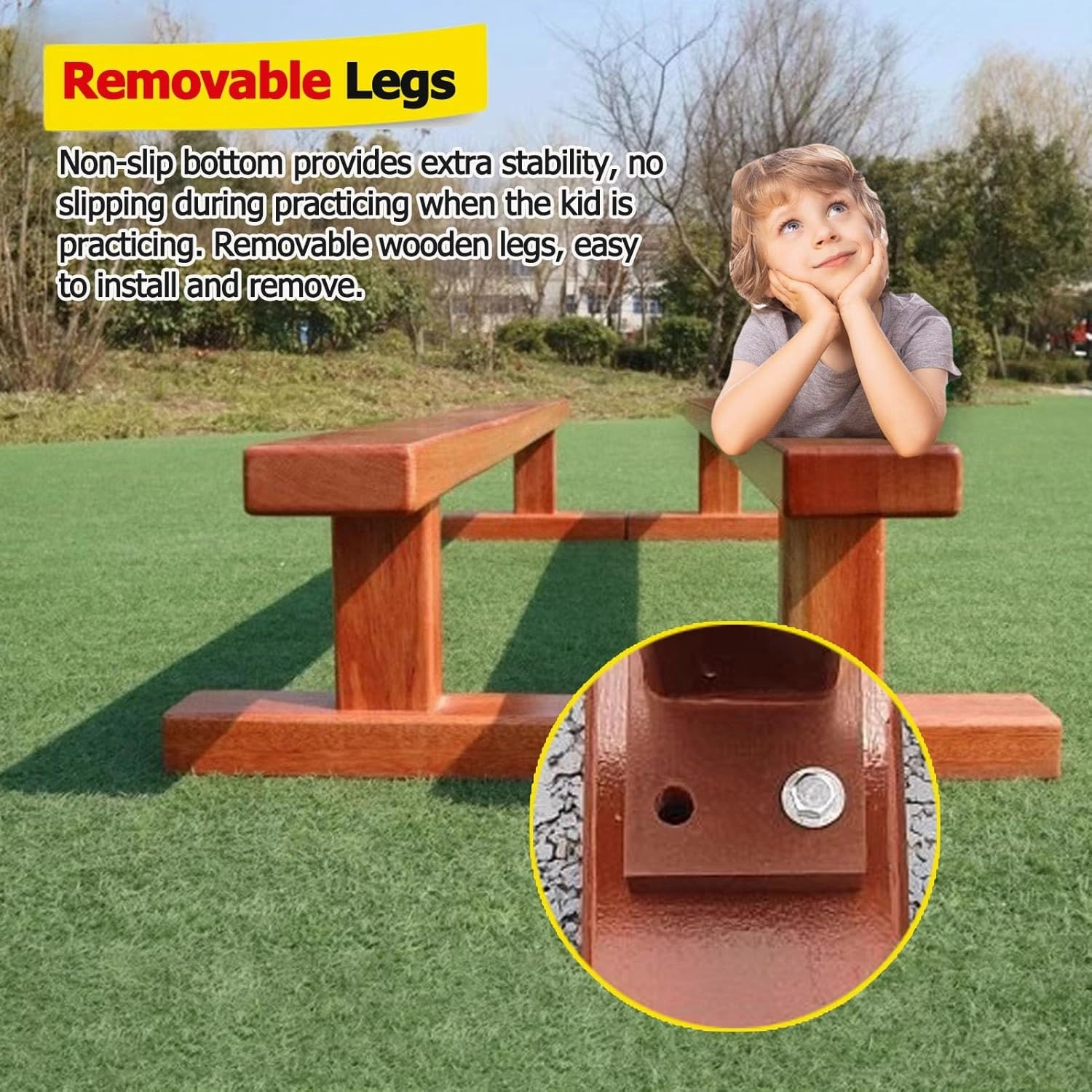 YXXSDP Home Gymnastics Equipment - Portable 30cm High Balance Beam Bar Wooden, Professional Walking Beams with Removable Base, for School/Travel/Gym Club(150x8x30cm/59.1x3.1x11.8inch)