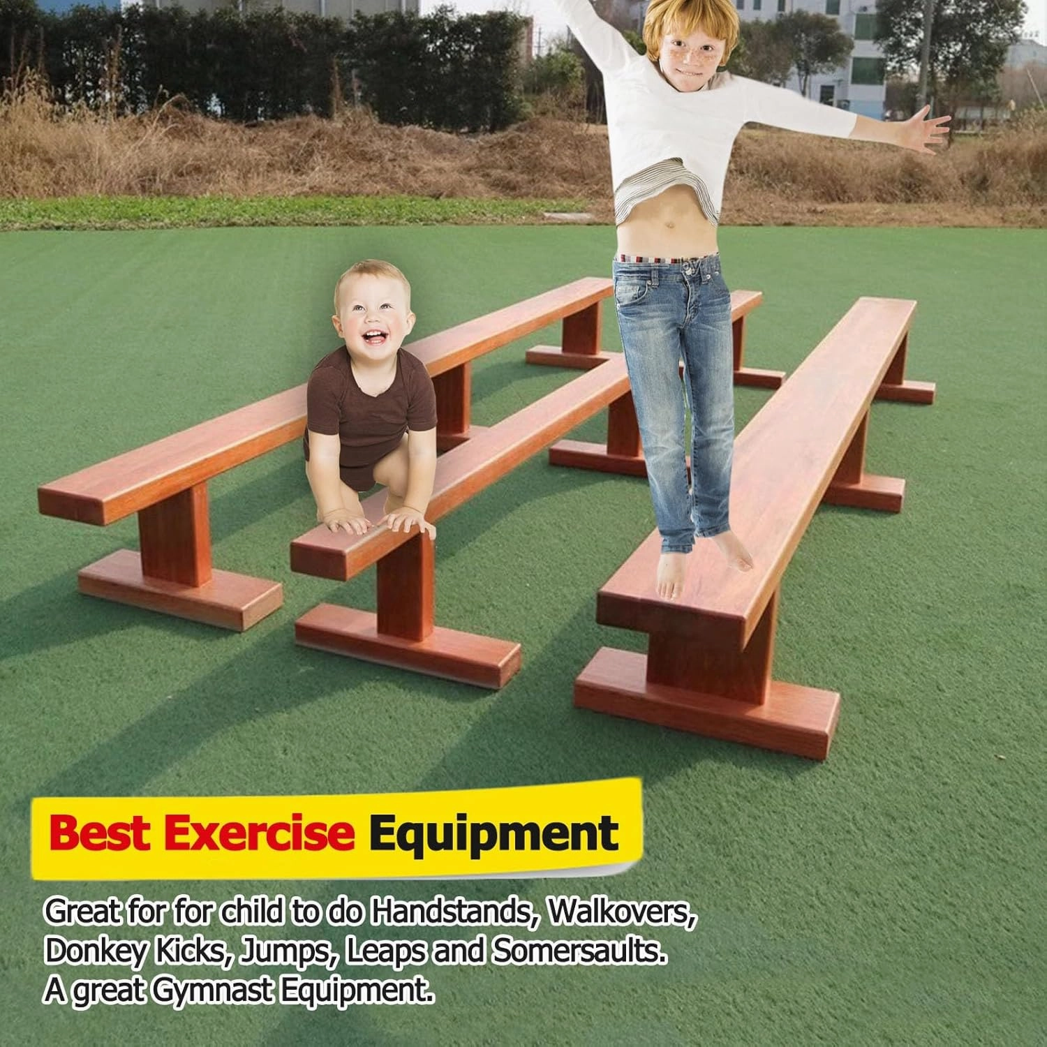 YXXSDP Home Gymnastics Equipment - Portable 30cm High Balance Beam Bar Wooden, Professional Walking Beams with Removable Base, for School/Travel/Gym Club(150x8x30cm/59.1x3.1x11.8inch)