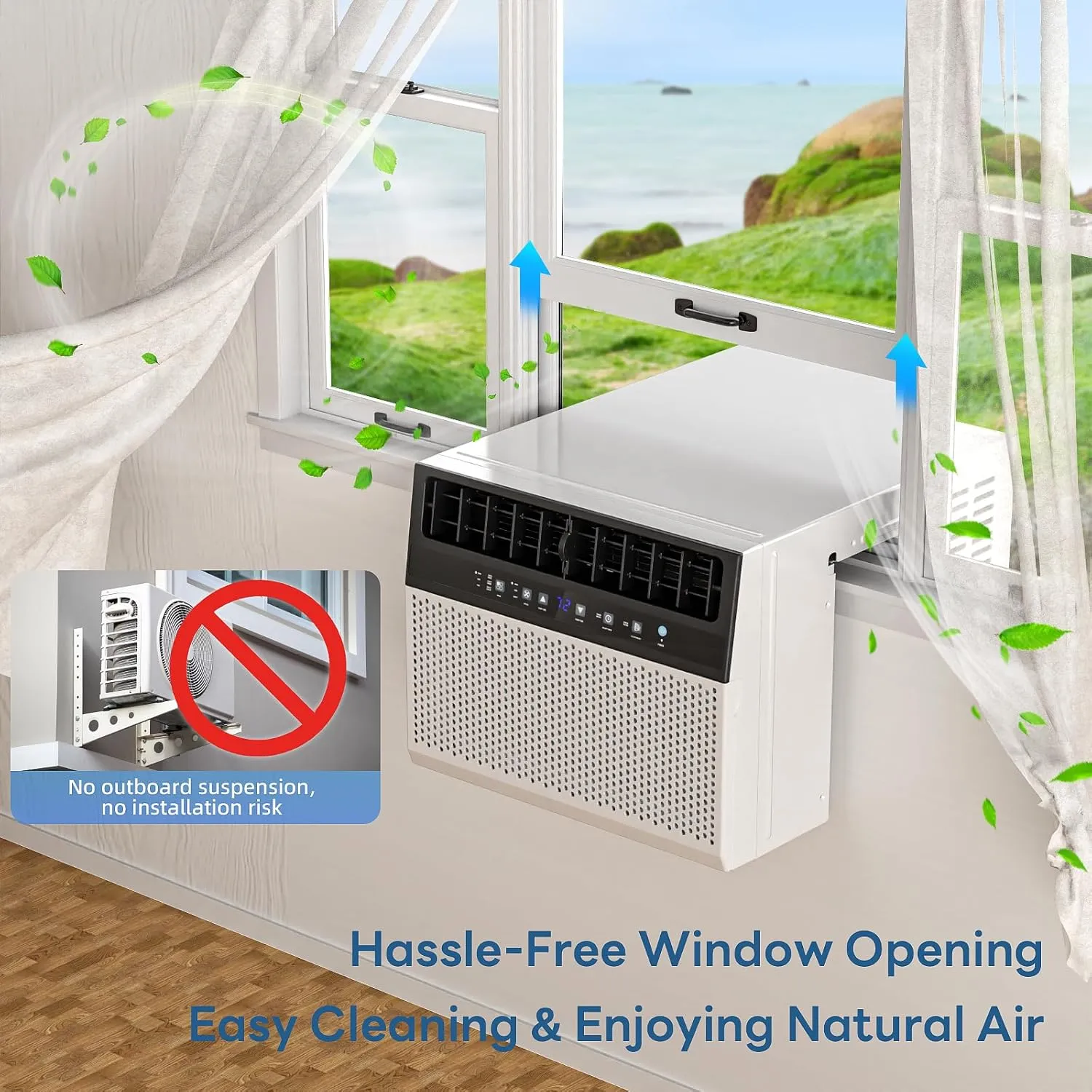 ZAFRO U-Shaped Window Air Conditioner 10000BTU Cools 400 Sq.Ft., Ultra Quiet Energy-Efficient Cooling, With Remote Control