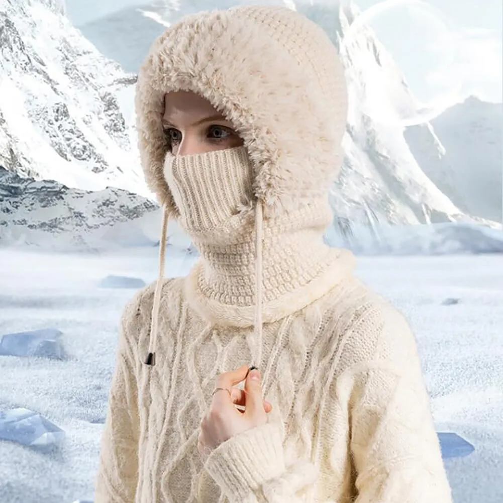 Zcargel 3 in 1 Women's Winter Hat, Women Balaclava Hat 55cm-60cm Warm Neck Warmer Sets Thick Soft Knitted for Outdoor Skiing
