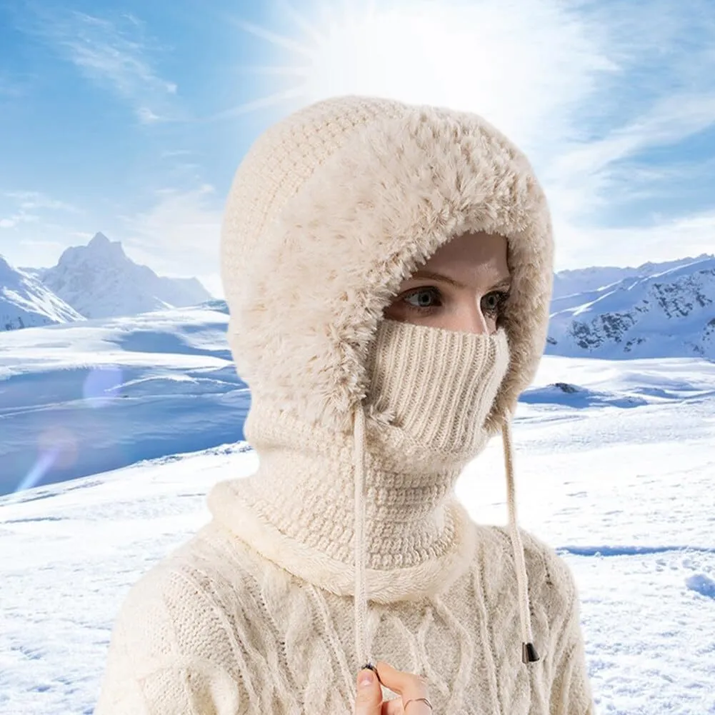 Zcargel 3 in 1 Women's Winter Hat, Women Balaclava Hat 55cm-60cm Warm Neck Warmer Sets Thick Soft Knitted for Outdoor Skiing