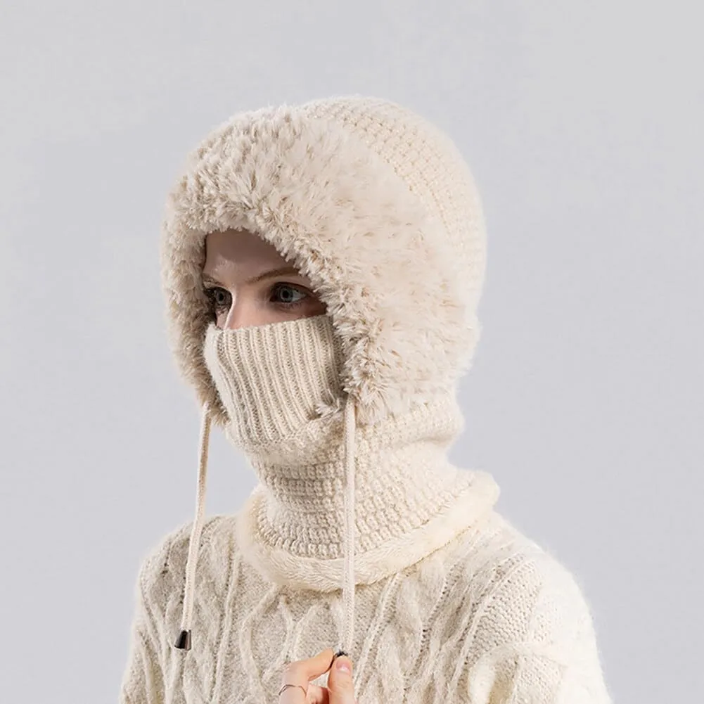 Zcargel 3 in 1 Women's Winter Hat, Women Balaclava Hat 55cm-60cm Warm Neck Warmer Sets Thick Soft Knitted for Outdoor Skiing
