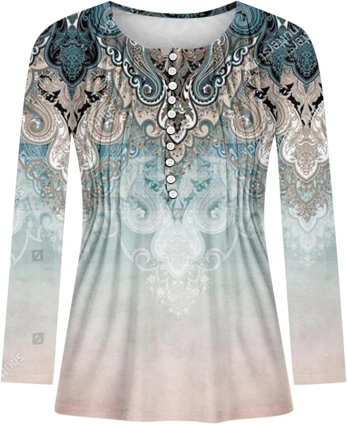 ZDRZK Womens Long Sleeve Shirts for Fall Fashion 2024 Casual Loose Graphic Tunic Tops Button Down Ruched Long Blouse