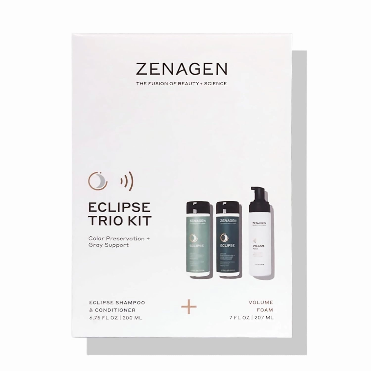 ZENAGEN Eclipse Trio Kit | Color Preservation   Gray Support | Shampoo   Conditioner   Volume Foam | for Color Protection, Hair Health & Voluminous Styles 1 ea