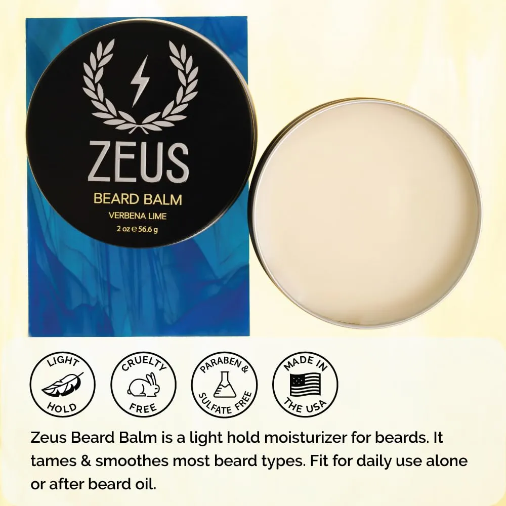 ZEUS Beard Balm Leave-In Conditioner, Beard Styling Grooming Balm with Natural Beeswax & Shea Butter (MADE IN USA) Unscented