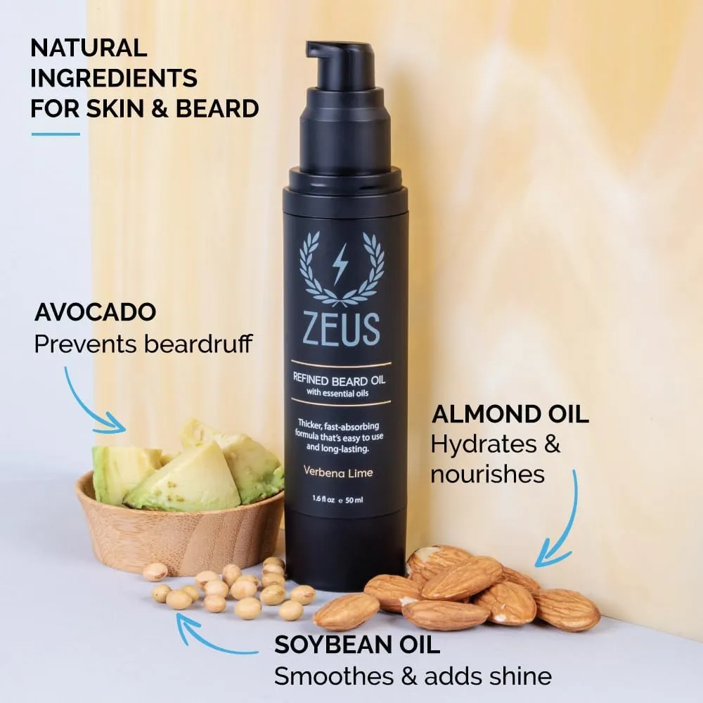 ZEUS Refined Beard Oil, Leave In Conditioner Oil for a Softer Beard & Mustache - Made in USA (Vanilla Rum) 1.6 oz.