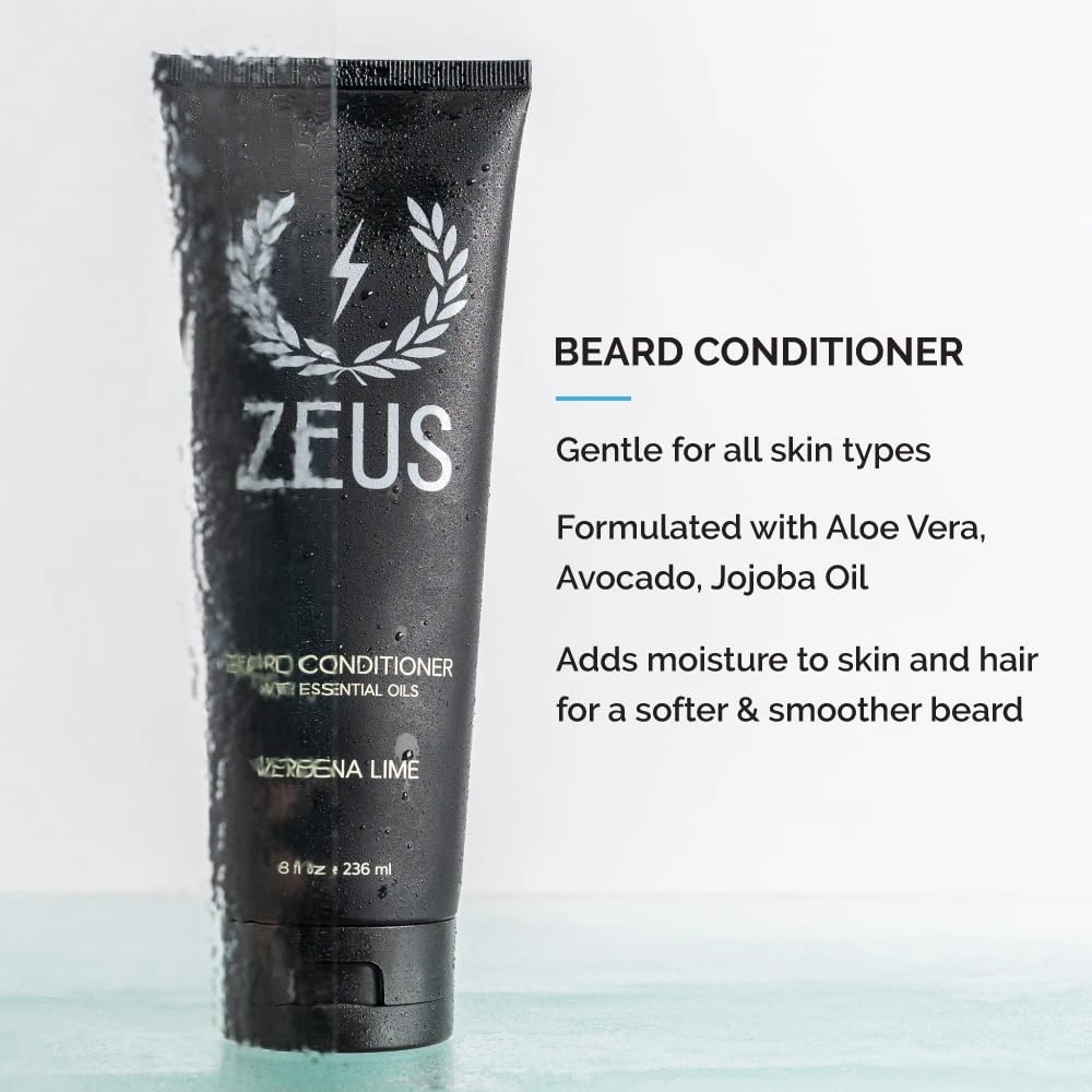 ZEUS Starter Beard Wash & Beard Oil Kit for Men, Soften, Hydrates, & Moisturizes Facial Hair (Sandalwood) MADE IN USA