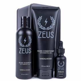 ZEUS Starter Beard Wash & Beard Oil Kit for Men, Soften, Hydrates, & Moisturizes Facial Hair (Sandalwood) MADE IN USA