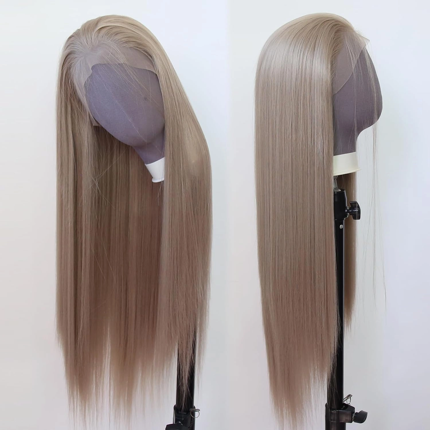 zigzag hair Ash Blonde Wig Long Straight Honey Blonde Brown Synthetic Lace Front Wigs Pre Plucked with Natural Hairline for Fashion Women Heat Resistant Hair Glueless Synthetic Lace Wig (Light Brown)