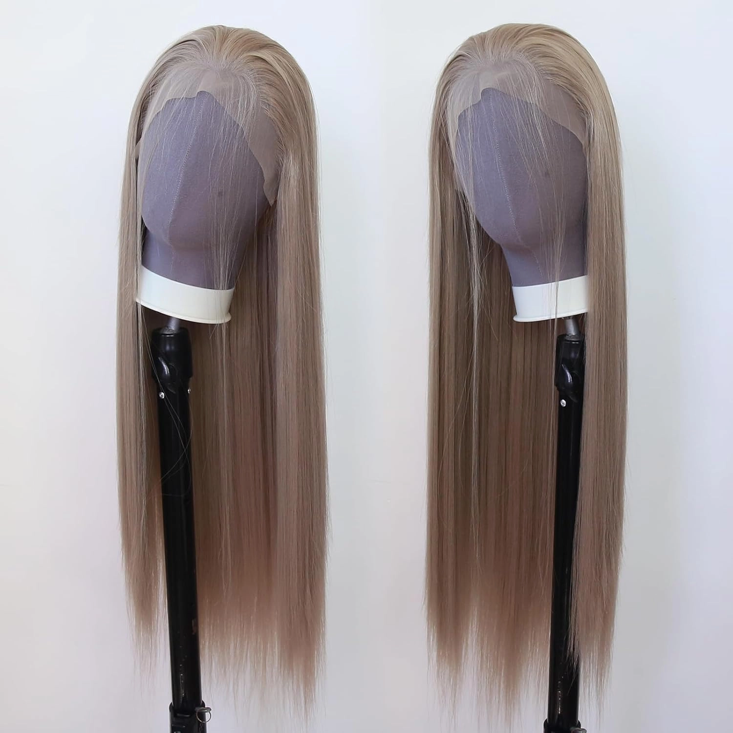 zigzag hair Ash Blonde Wig Long Straight Honey Blonde Brown Synthetic Lace Front Wigs Pre Plucked with Natural Hairline for Fashion Women Heat Resistant Hair Glueless Synthetic Lace Wig (Light Brown)
