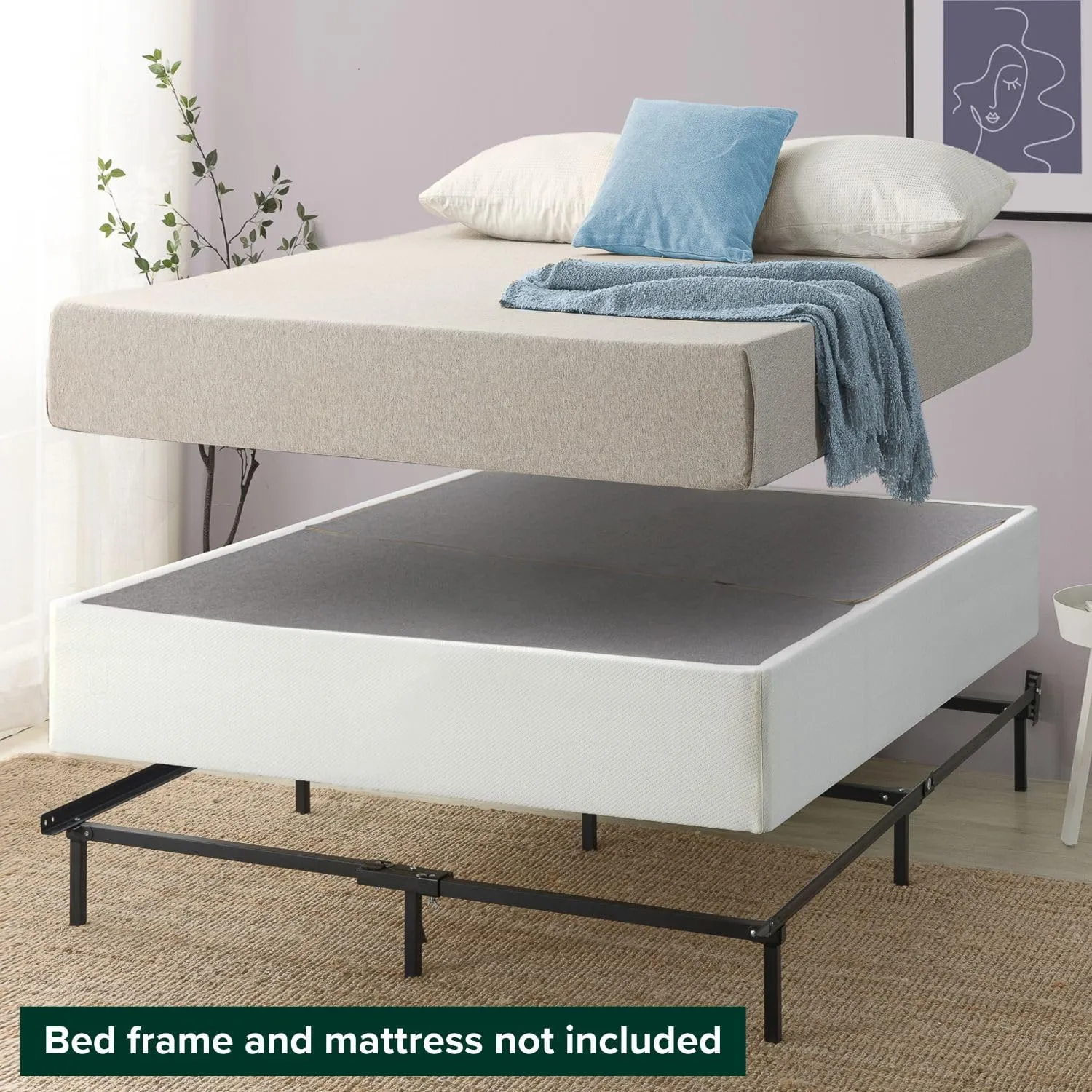 Zinus Jayanna 9 Inch High Profile BiFold Box Spring / Folding Mattress Foundation / Strong Steel Structure / No Assembly Required, Full
